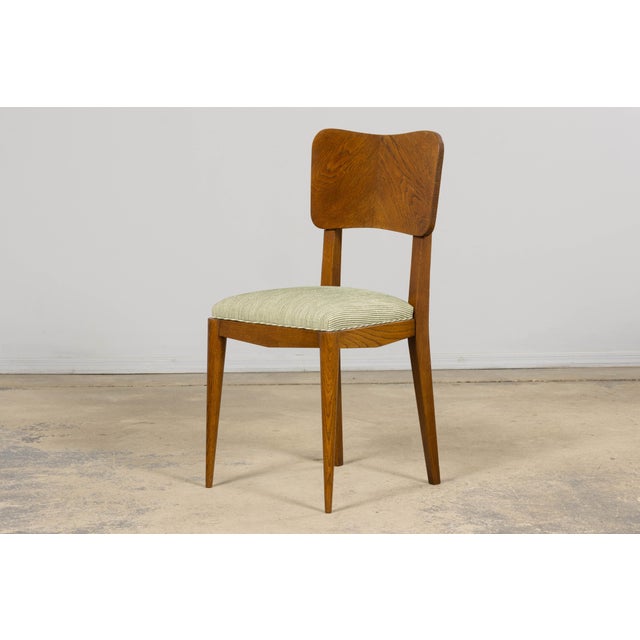 Set of Six French Art Deco Dining Chairs, Oak & Chenille, 1930s For Sale - Image 16 of 18