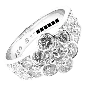 Van Cleef & Arpels 18k White Gold Diamond Fleurette Flower Ring, size 4.25