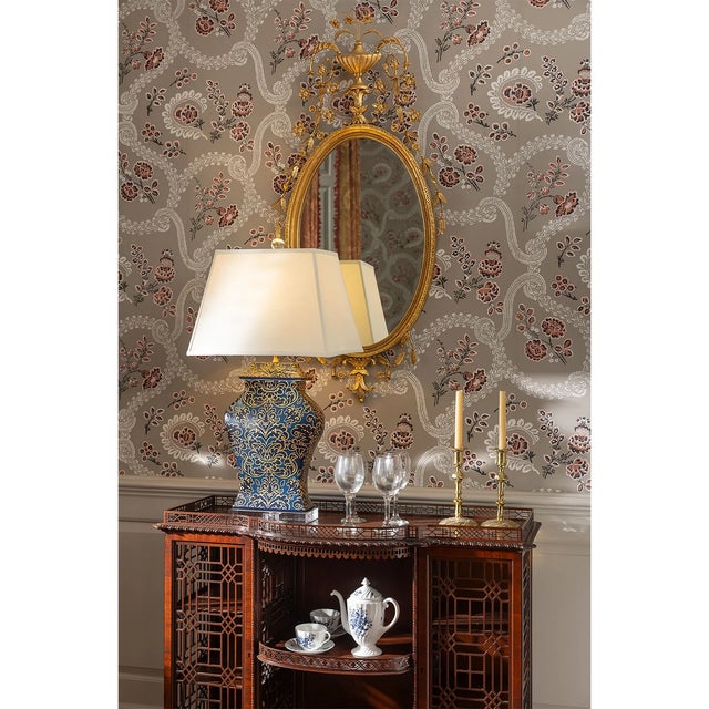Traditional Williamsburg for Port 68 Richmond Damask Indigo Lamp For Sale - Image 3 of 5