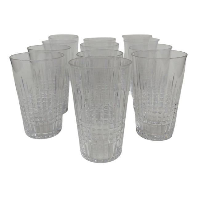 Vintage Baccarat Crystal Goblets with Nancy Pattern, 1930s, Set of 12 For Sale