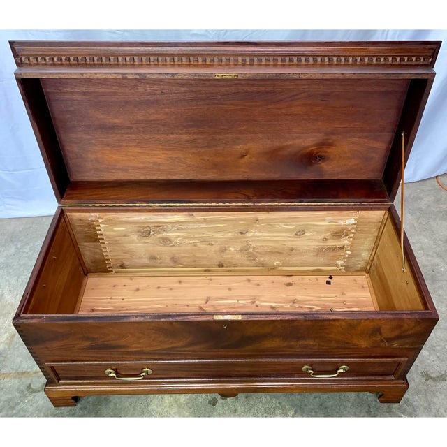 Vintage Mahogany Chippendale Style Cedar Lined Blanket Chest Trunk For Sale - Image 9 of 9