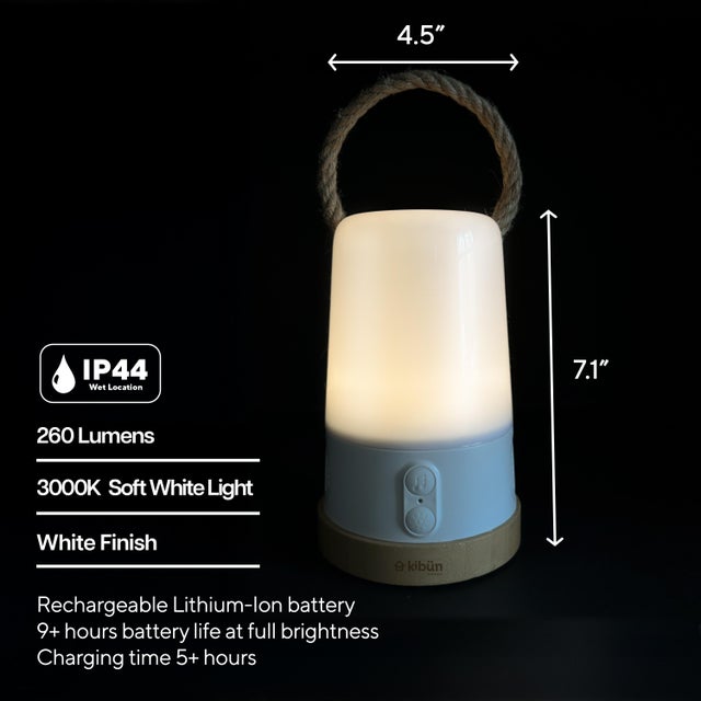 2020s Groove+ Cordless LED Outdoor Table Lamp with Dimmer, Built-in Rechargeable Battery, 3-Level Brightness, Bluetooth Speaker / Color Changing, White For Sale - Image 5 of 11