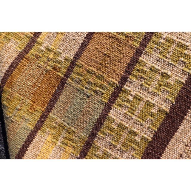 Modern Scandinavian Flat Weave Rug in Olive, Brown, and Soft Beige For Sale - Image 10 of 10