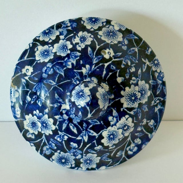 1950s Calico Blue Teapot, Blue White Floral Chintz, Staffordshire Crownford China, England For Sale - Image 9 of 9