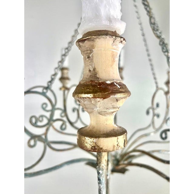 Aqua Vincente Eight Light Wood & Iron Painted Chandelier by Miamar Home For Sale - Image 8 of 12