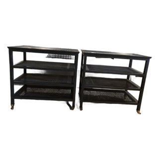 Vintage Cane 3 Tier End Tables Night Stands For Sale