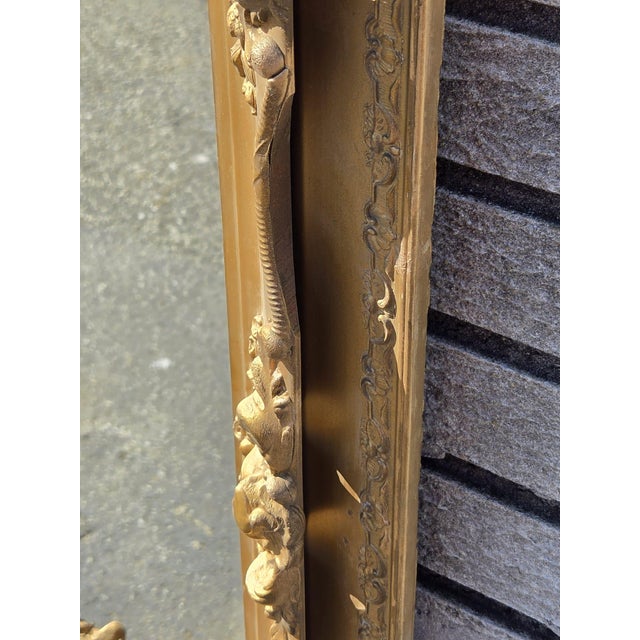 19th Century Gilded French Decorative Hand Carved Wall Mirror . For Sale - Image 15 of 18