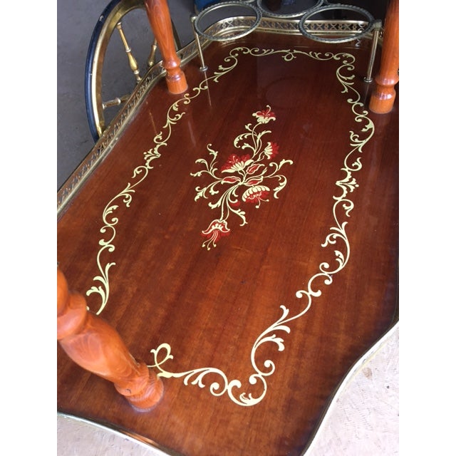 Wood Mid 20th Century Italian or Hollywood Regency Style Bar Cart For Sale - Image 7 of 14