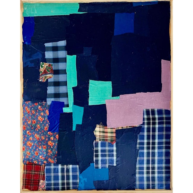 Textile Yanira Collado, Mixed Media Textile Assemblage Collage Painting on Wood Yanira Collado, Miami, 2020 For Sale - Image 7 of 11