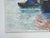 Late 20th century oil on canvas board painting of fishing boats with colorful sails at harbor. Unsigned, areas of heavier...