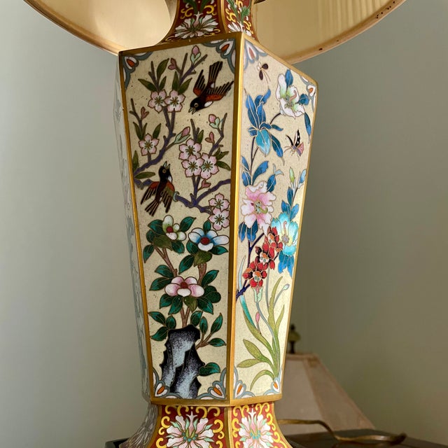 Late 19th Century Cloisonné Floral Table Lamps - Pair For Sale - Image 4 of 8