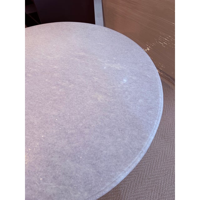 2020s White Granite-Top Round Coffee Table With Metal Mesh Base For Sale - Image 5 of 7