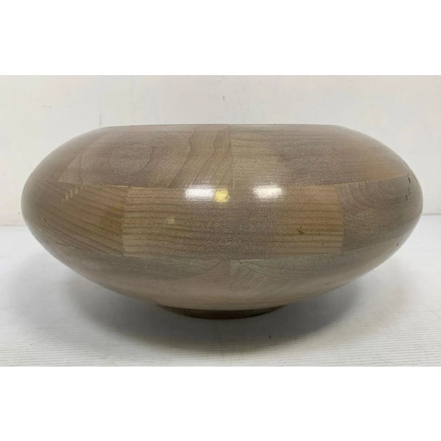 Huge 17" Diameter Carved Wooden Bowl With Painted Interior For Sale In San Francisco - Image 6 of 12