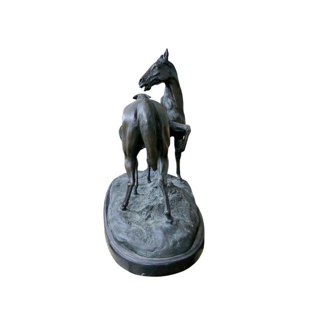 1930s Pierre Jules Mène, Sculpture with Horses, 1800s, Bronze & Marble For Sale - Image 5 of 7