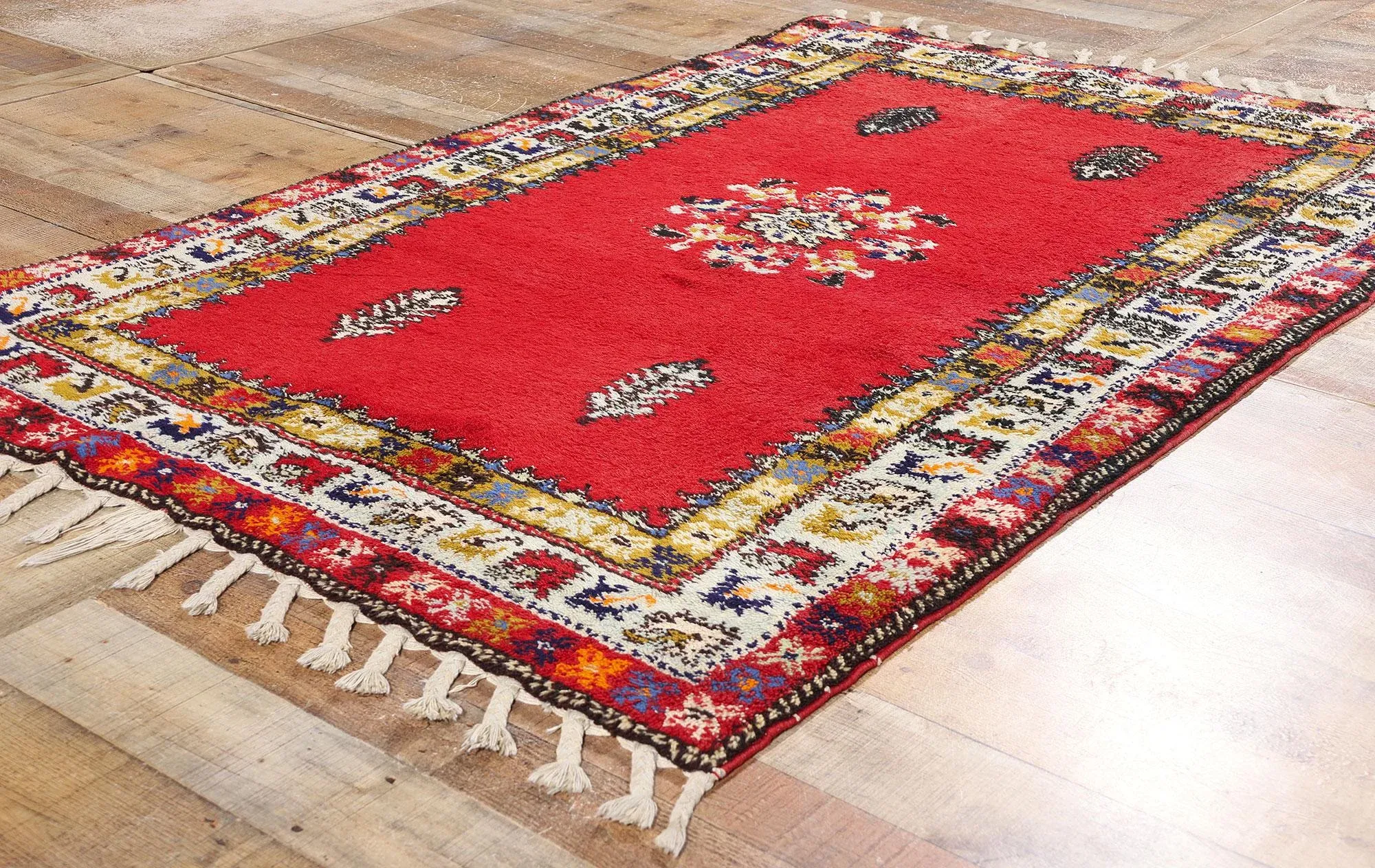 Vintage Red Rabat Moroccan Rug - 04'02 X 06'04 | Chairish