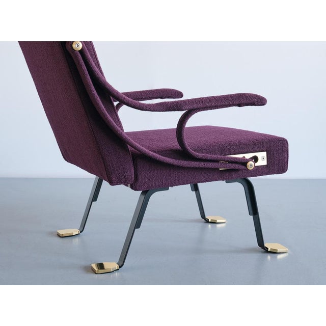Black Digamma Armchair in Purple Dedar Fabric & Brass by Ignazio Gardella, 2010s For Sale - Image 8 of 17