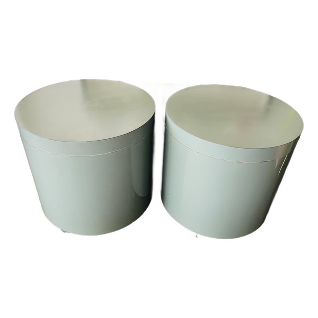 Vintage Mid Century Glam Era Rolling Side Tables Laminate, Pair For Sale