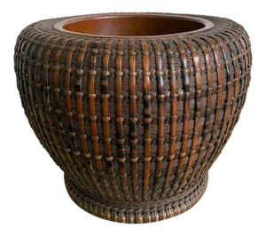 Japanese Woven Bamboo Brazier by Maeda Chikubosai I