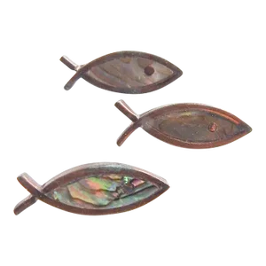 Vintage Copper & Abalone Shell Fish Buttons - Set of 3