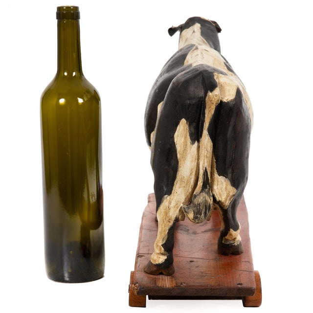 20th Century American Folk Art Whimsical Carved Painted Holstein Cow For Sale - Image 6 of 18