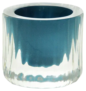 Egg-Cup with Turquoise Center, Moire Collection, Hand-Blown Glass by Atelier George