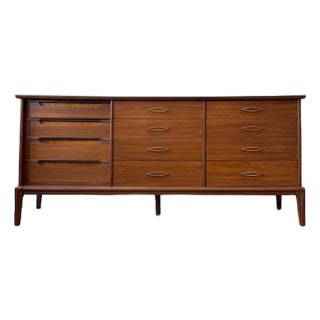 1960's 12 Drawer Walnut Dresser For Sale