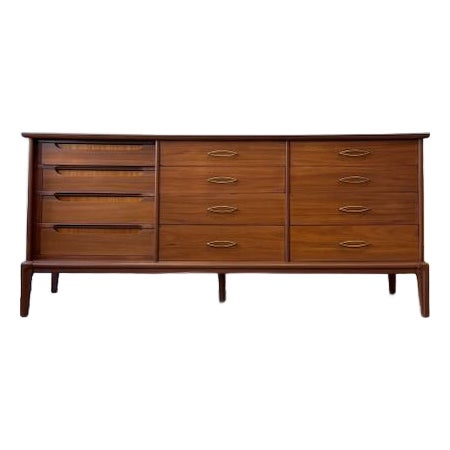 1960's 12 Drawer Walnut Dresser For Sale