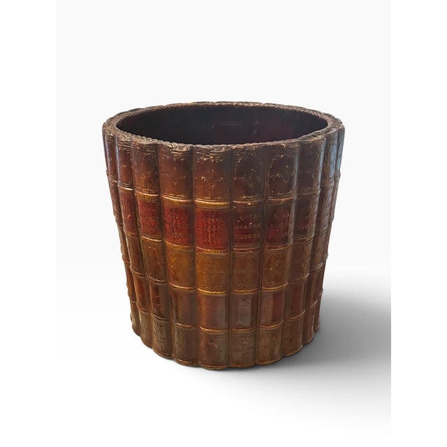 Mid 20th Century Trompe l'Oeil Book Spine Waste Basket For Sale In Boston - Image 6 of 10