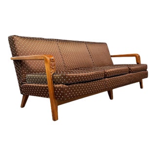 1960s American Studio/Craft Oak Sofa With Thistle Carving For Sale