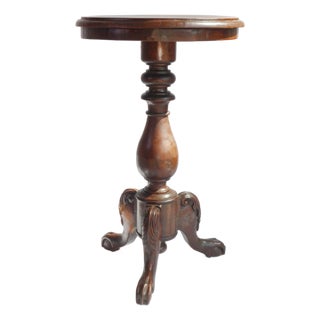 Vintage Victorian Round Side Table in Walnut, 1920s For Sale