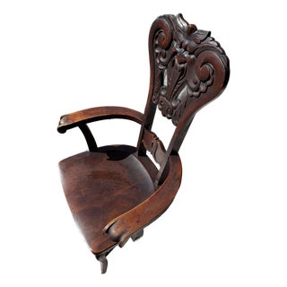 Michigan Chair Company, Grand Rapids, MI - Antique North Wind Arm Chair - "Green Man" Circa 1890s to Early 1900s For Sale