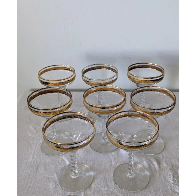 Ornamental & Decorative Materials Vintage Libbey 22k Gold Leaf Stemware Set, 3 Sizes- 24 Pieces For Sale - Image 7 of 8
