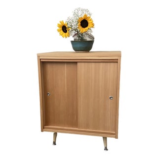 Mid Century Modern Style Sliding Door Cabinet For Sale