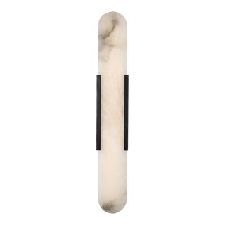 Kelly Wearstler for Visual Comfort Signature Melange 28" Elongated Sconce in Bronze with Alabaster For Sale