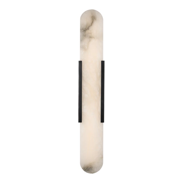 Kelly Wearstler for Visual Comfort Signature Melange 28" Elongated Sconce in Bronze with Alabaster For Sale