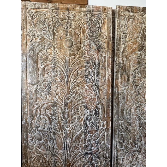 White Hand-Carved Tree of Life Wood Wall Panel – Whitewashed Rustic Floral Wall Art, Vintage 80 For Sale - Image 8 of 8