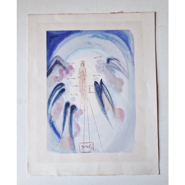 Salvador Dali's woodcut depicting Dante's Canto 25 of Paradise, this composition depicts the entrance into paradise of a...