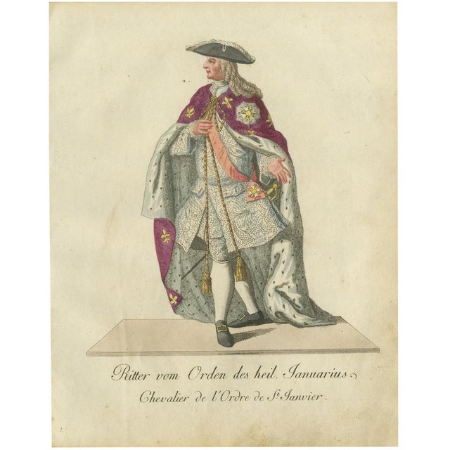 Schwan, Knight of the Illustrious Order of Saint Januarius in Ceremonial Robes, 1791, Print For Sale - Image 6 of 6