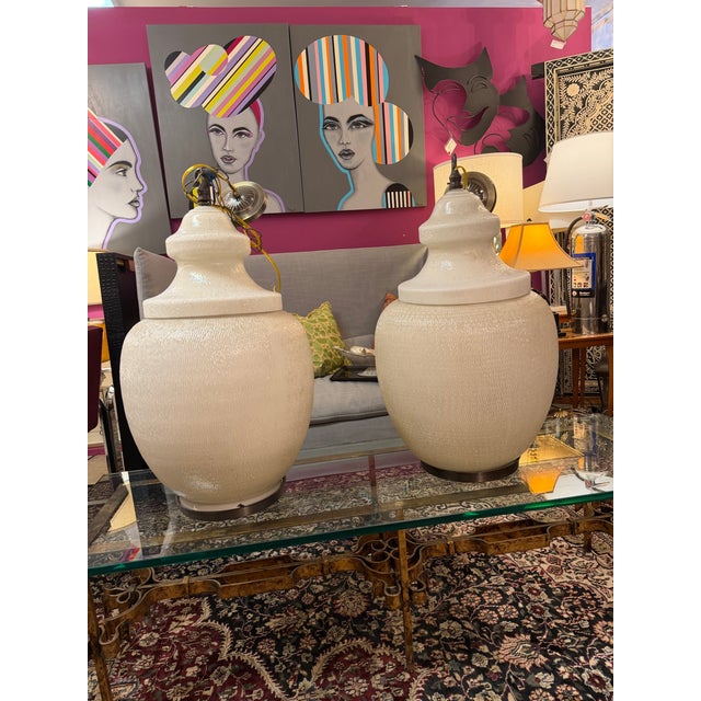 19th C French Textured Milk Glass Post Street Lamps/ Lanterns Restored a Pair For Sale - Image 10 of 11