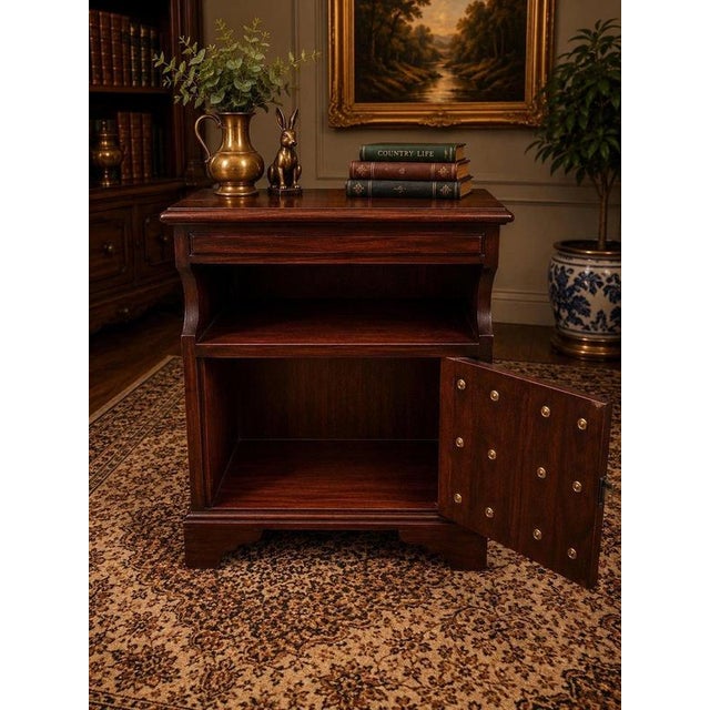 Mahogany Bedside Cabinet with Pull-Out Writing Slide and Cupboard For Sale - Image 4 of 9