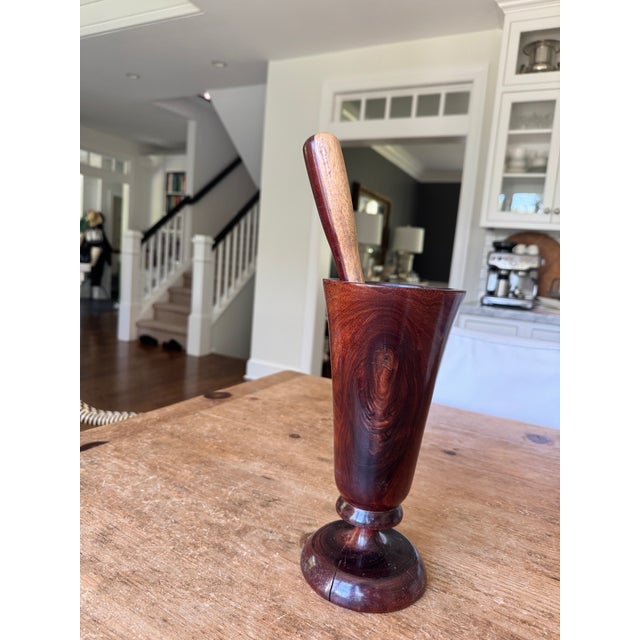 Antique Lignum Vitae Mortar and Pestle For Sale - Image 9 of 11