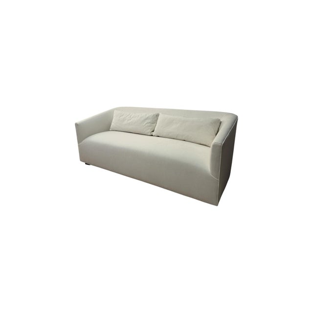 Authentic Restoration Hardware 1950s Italian Shelter Arm Sofa in white upholstery. Inspired by the refined Italian...