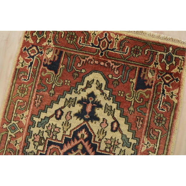 Heriz Runner 2’7” X 8’1” Ivory Wool Tribal Hand-Knotted Oriental Rug For Sale In Philadelphia - Image 6 of 12
