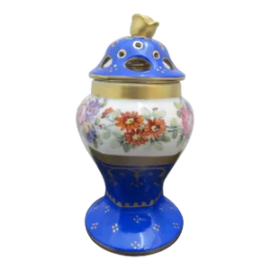 Sevres French Hand Painted Floral Porcelain Gilt Cobalt Blue Perfume Burner