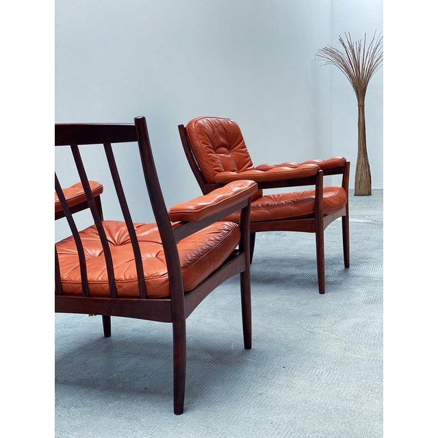 Red Vintage Swedish Lounge Chairs by Gunnar Kentemo for Göte-Möbler Nässjö, 1960s, Set of 2 For Sale - Image 8 of 11