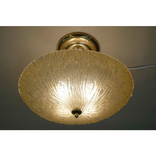 Lalique Art Deco Thick Slag Glass Lalique Style Saucer Light Hanging Ceiling Lamp 1930's For Sale - Image 4 of 13