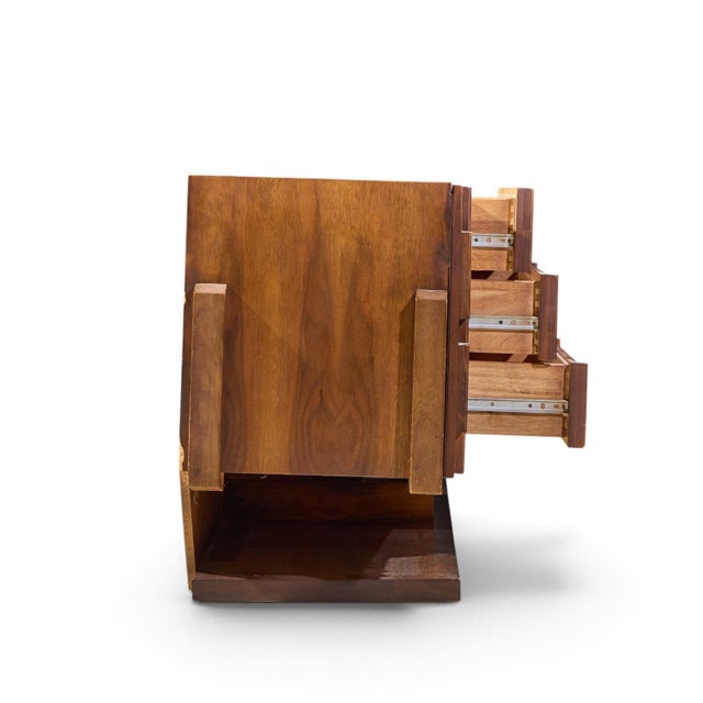 Paul Evans Paul Evans Style Mid Century Canadian Brutalist Walnut 9 Drawer Pedestal Lowboy Dresser For Sale - Image 4 of 8