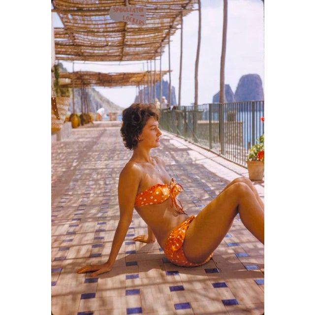 Capri Fashion by Toni Frissell Summer swimwear fashions in Capri, Italy, 1959. (Photo by Toni Frissell) 20x16" inches /...