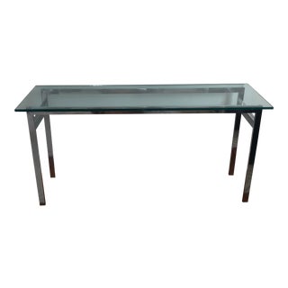 Vintage Modern Flat-Bar Chrome Console Table For Sale