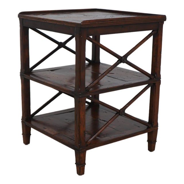 Theodore Alexander Distressed Finish Square Lamp Table For Sale